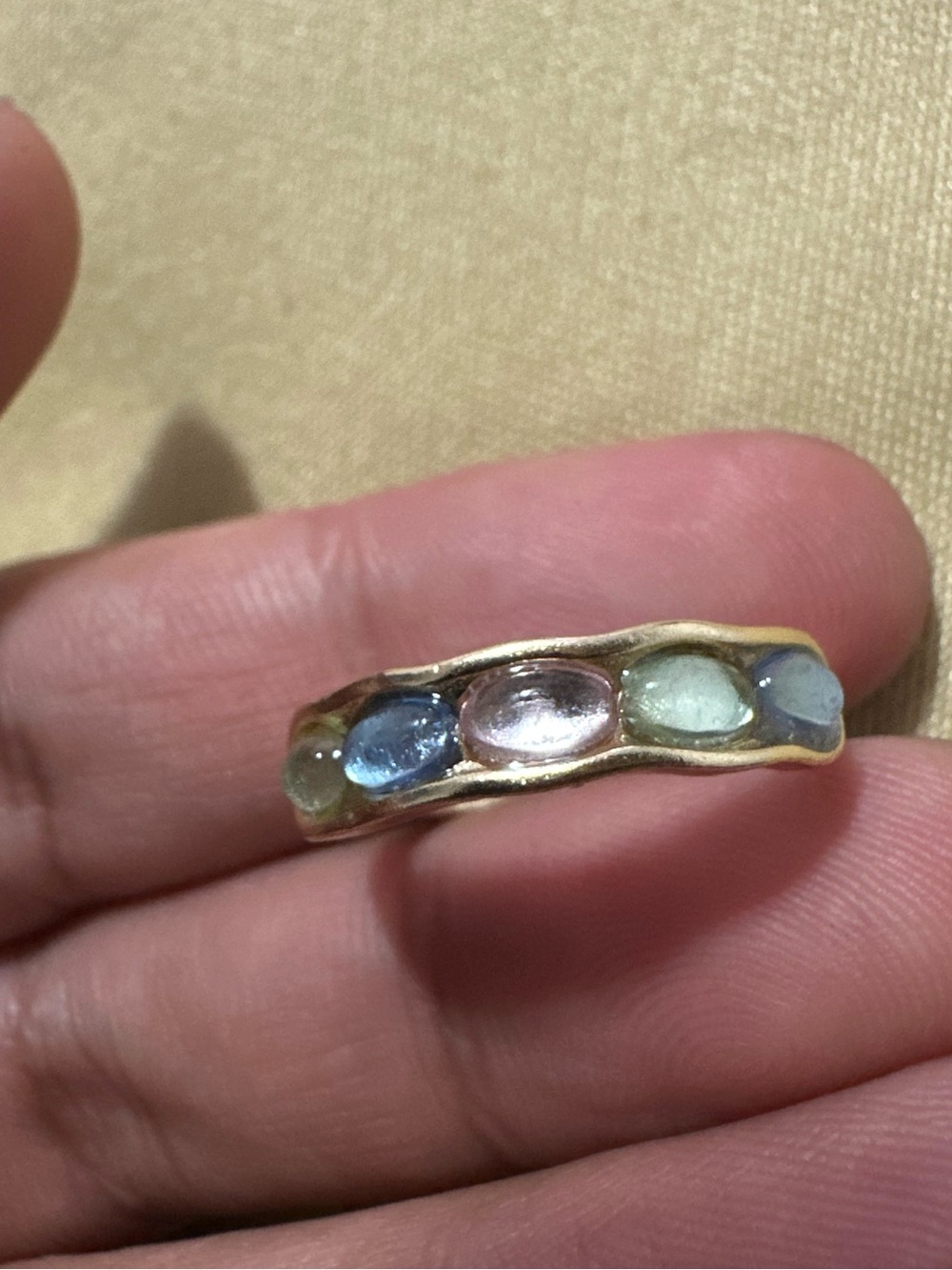 Gold tone Multi-Stone Pastel Band Ring